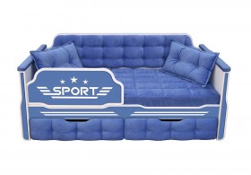 Кровать 190 серии Спорт 2 ящика 85 Синий (подушки) в Иваново - ivanovo.katalogmebeli.com | фото