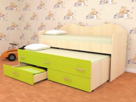 Кровать детская Нимфа двухместная 2.0 Дуб молочный/Лайм в Иваново - ivanovo.katalogmebeli.com | фото
