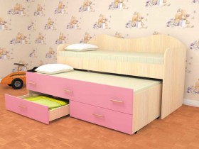 Кровать детская Нимфа двухместная 2.0 Дуб молочный/Розовый в Иваново - ivanovo.katalogmebeli.com | фото