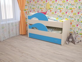 Кровать детская Радуга 1600 Млечный дуб/Голубой в Иваново - ivanovo.katalogmebeli.com | фото