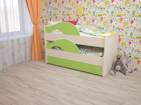 Кровать детская Радуга 1600 Млечный дуб/Салатовый в Иваново - ivanovo.katalogmebeli.com | фото