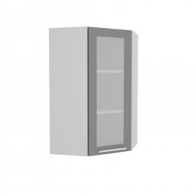 Квадро ВПУС 550 шкаф верхний угловой со стеклом высокий (Железо/корпус Серый) в Иваново - ivanovo.katalogmebeli.com | фото